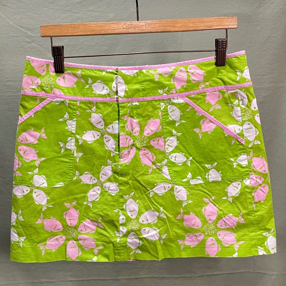 Lilly Pulitzer Green & Pink FISH Mini Skort - Size 6 SUPER CUTE